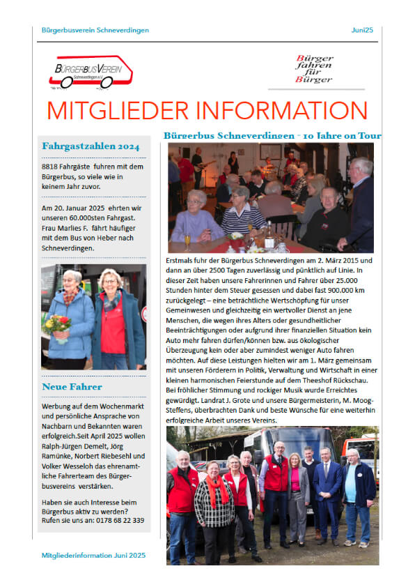 Mitglieder Information Juni 2025